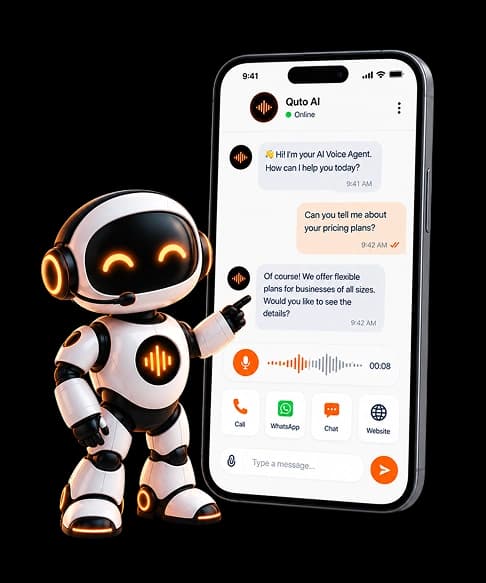 Quto AI conversational bot assistant on smartphone